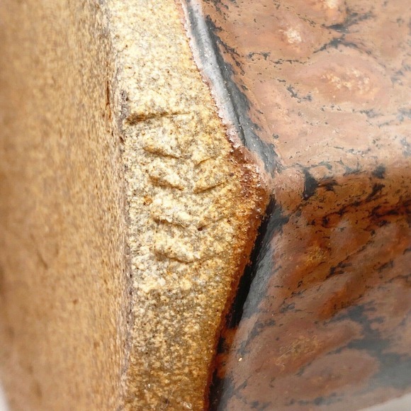 Studio Pottery Blue Spruce Bend Oregon Brown Black Vase Candle Holder Artisan 7" - Picture 5 of 11